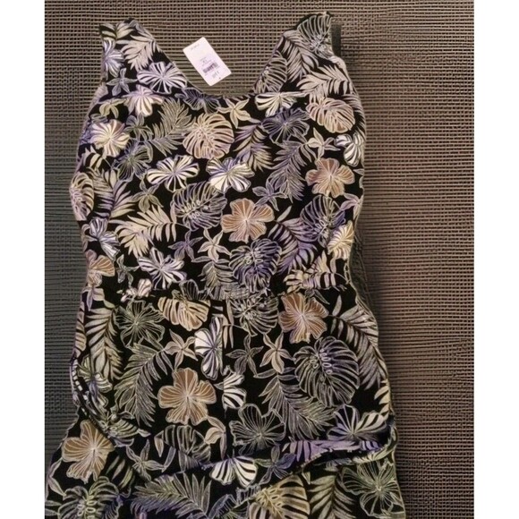 J. Jill Wearever Collection Size 1X Floral Jumpsuit Pockets Flare Legs NEW $149 - Picture 5 of 13